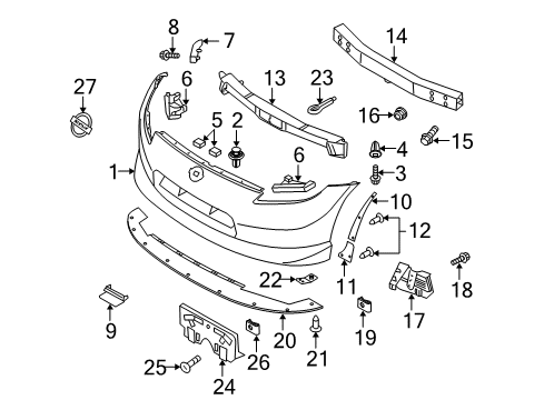 2014 Nissan 370Z Front Bumper Bumper-Front, Center Diagram for 62023-3GY0A