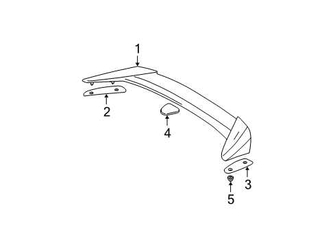 2006 Hyundai Tiburon Rear Spoiler Pad-Rear Spoiler Center Mounting Diagram for 87227-2C000