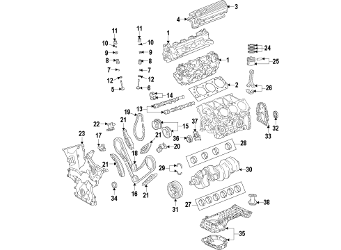 2012 Toyota Venza Engine Parts, Mounts, Cylinder Head & Valves, Camshaft & Timing, Variable Valve Timing, Oil Pan, Oil Pump, Balance Shafts, Crankshaft & Bearings, Pistons, Rings & Bearings Gasket Kit, Engine Valve Grind Diagram for 04112-31274