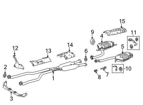 2019 Lexus LS500h Exhaust Components Exhaust Pipe Assembly Diagram for 17410-31J70