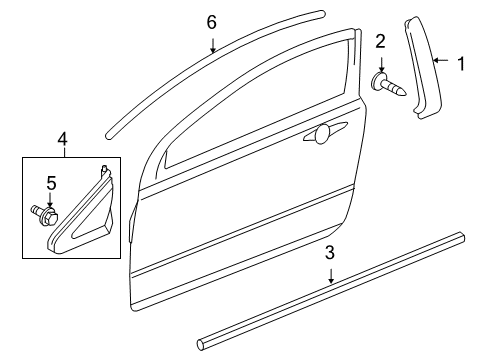 2011 Honda Civic Exterior Trim - Door Garnish, R. FR. Door Sash *NH70* (BLACK GLOSS 20) Diagram for 72430-SVA-A00ZA