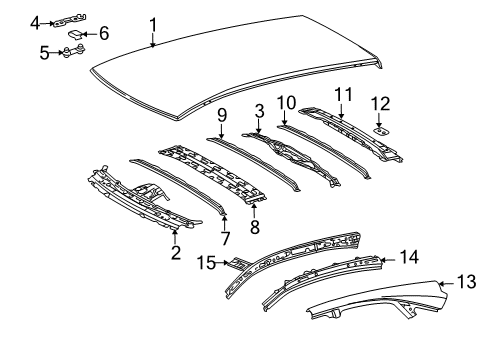 2010 Lexus RX450h Roof & Components Rail Sub-Assy, Roof Side, Inner RH Diagram for 61203-0E010