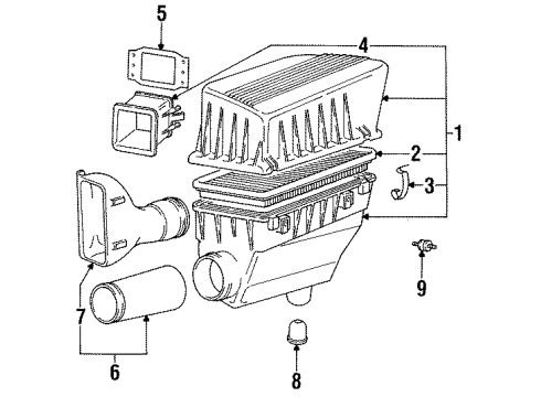 1992 BMW 318i Air Inlet Intake Silencer Diagram for 13711734398