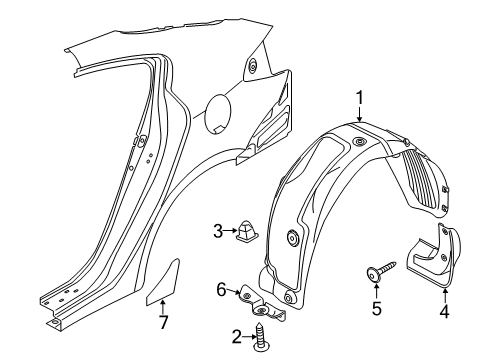 2015 Kia Forte Exterior Trim - Quarter Panel Guard Assembly-Rear Mud, LH Diagram for 86841A7000