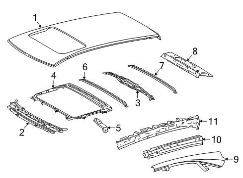 2016 Lexus RX350 Roof & Components Frame Sub-Assembly, Back Diagram for 63105-0E070