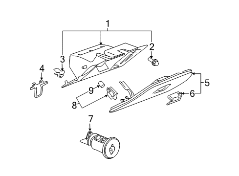 2006 Buick LaCrosse Bulbs Latch Diagram for 15251006
