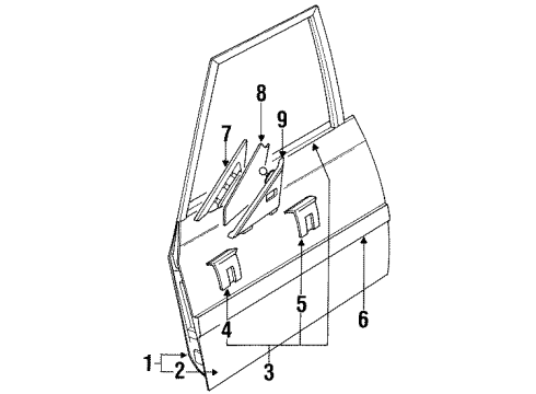 1989 Toyota Corolla Front Door Moulding, Front Door, Outside RH Diagram for 75731-12870