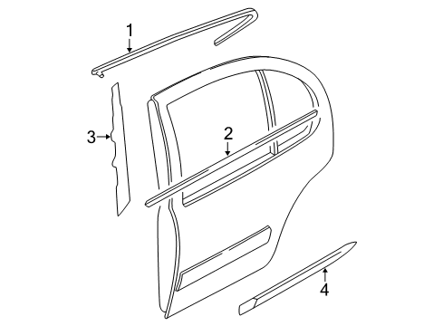 2001 Nissan Maxima Exterior Trim - Rear Door Moulding-Rear Door, RH Diagram for 82870-2Y903