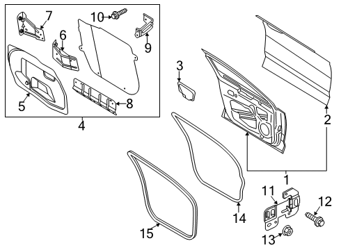 2020 Ford SSV Plug-In Hybrid Front Door Weatherstrip On Body Diagram for DS7Z-5420708-B