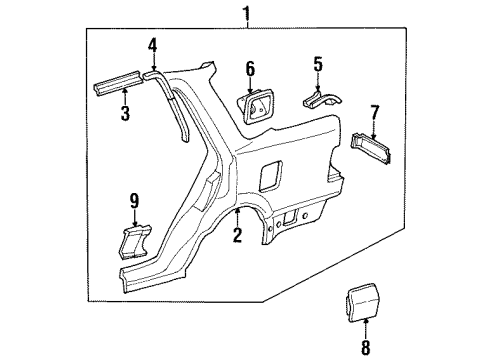 1986 Honda Accord Quarter Panel & Components Adapter, Fuel Cap Diagram for 63915-SE3-A00ZZ