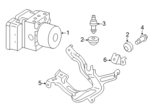 2011 Honda CR-Z ABS Components Bolt, ABS Mounting Diagram for 57376-S9A-003