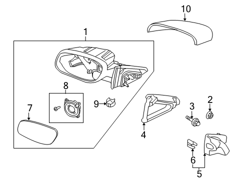 2010 Ford Taurus Mirrors Mirror Glass Diagram for AG1Z-17K707-DD