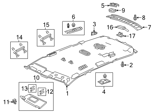 2020 Honda Pilot Interior Trim - Roof BASE, RR. ROOF *NH900L* (DEEP BLACK) Diagram for 83261-TG7-A01ZC