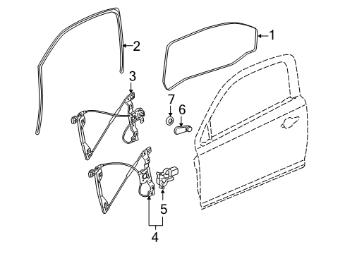 2009 Chevrolet Cobalt Front Door Door Glass Diagram for 22701099