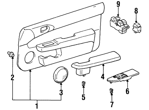 1996 Toyota Paseo Door & Components Armrest Assy, Front, RH Diagram for 74210-16090-B1