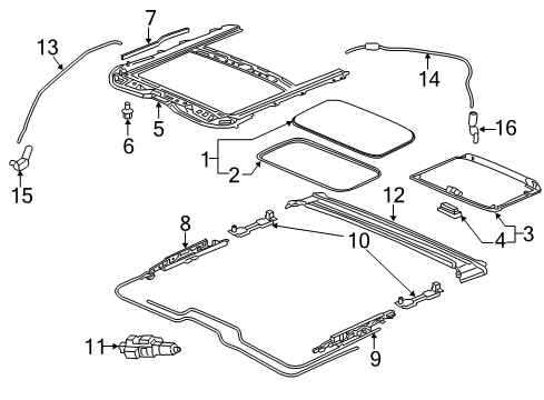 2018 Honda Civic Sunroof Channel Comp, Drain Diagram for 70240-TBG-A01