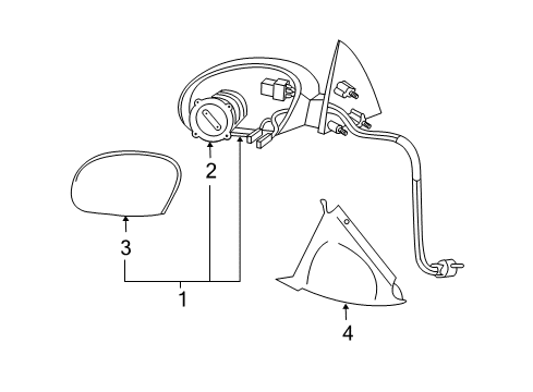 2004 Ford Escape Outside Mirrors Mirror Diagram for YL8Z-17682-DAA