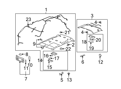 2010 GMC Yukon XL 2500 Interior Trim - Roof Grip Handle Diagram for 25836768