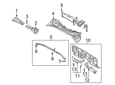 2003 Kia Sorento Cowl Panel Assembly-Cowl, Front Diagram for 981403E000