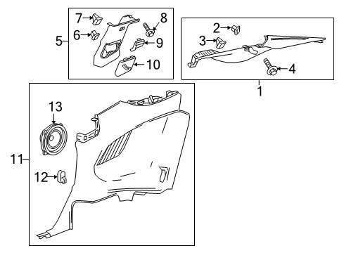 2017 Chevrolet Camaro Interior Trim - Quarter Panels Lock Pillar Trim Diagram for 84016273