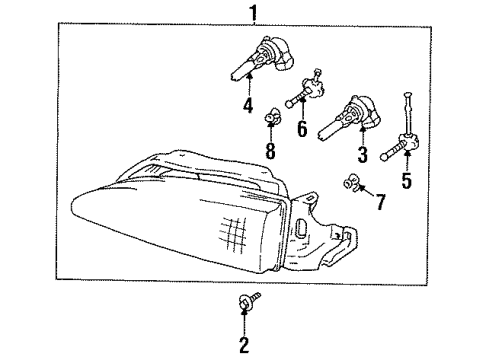 1995 Hyundai Scoupe Bulbs Headlamp Assembly, Left Diagram for 92101-23251