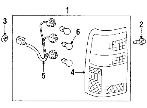 1996 Toyota T100 Tail Lamps Lens Diagram for 81551-34010