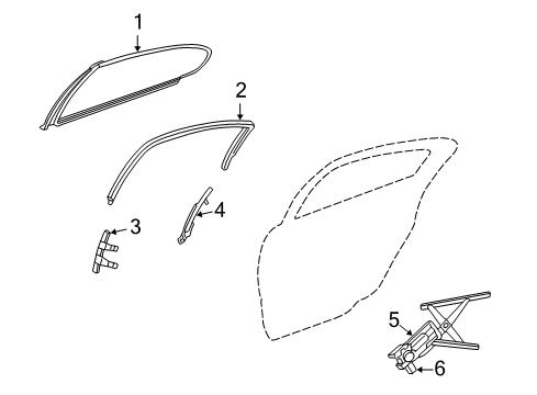 2004 Chrysler 300M Rear Door - Glass & Hardware Rear Door Window Regulator Diagram for 4574100AR