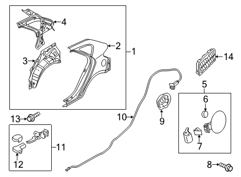 2012 Kia Forte Quarter Panel & Components Housing Assembly-Fuel Filler Diagram for 715311M500