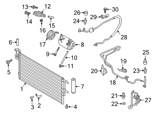 2016 Ford Focus A/C Condenser, Compressor & Lines Hose & Tube Assembly Cap Diagram for CV6Z-19D702-B