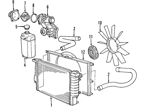 1997 BMW 750iL Cooling System, Radiator, Water Pump, Cooling Fan Rubber Seal Diagram for 11511704512