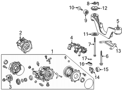2022 Toyota Highlander Axle & Differential - Rear Front Support Diagram for 52380-0E040