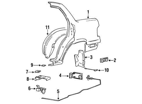 1995 Hyundai Elantra Quarter Panel & Components Spring-Fuel Filler Door OPENIN Diagram for 79553-28000