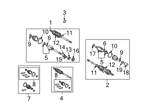 2007 Toyota Highlander Drive Axles - Front Boot Kit Diagram for 04428-08060