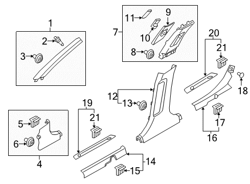 2020 Kia Optima Interior Trim - Pillars, Rocker & Floor Screw-Tapping Diagram for 12492-04101