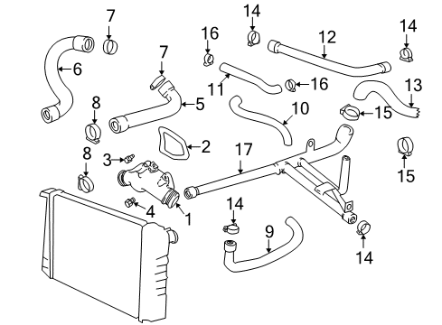 1997 BMW Z3 Hoses, Lines & Pipes Hose Clamp Diagram for 11151727509