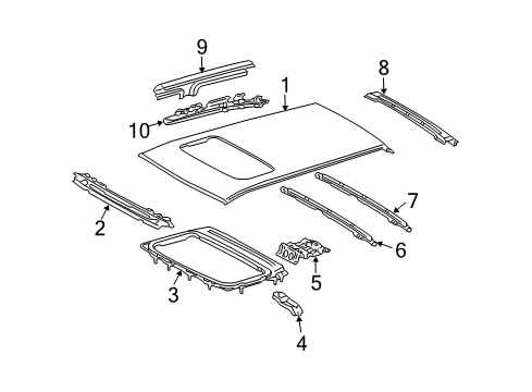 2007 Toyota Highlander Roof & Components Center Reinforcement Diagram for 63143-48031