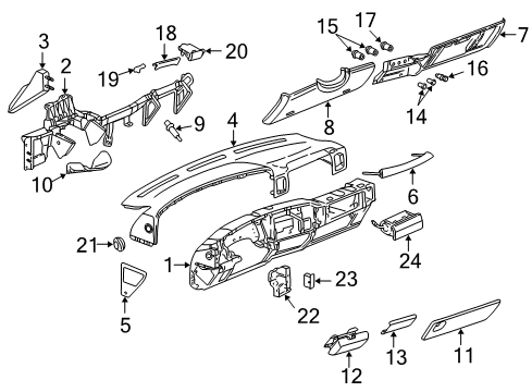 2000 Chevrolet Suburban 2500 Instrument Panel Holder Asm-Instrument Panel Cup *Oak Diagram for 15753268