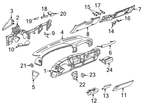 2001 GMC Yukon XL 1500 Instrument Panel Holder Asm-Instrument Panel Cup *Gray Diagram for 15746096