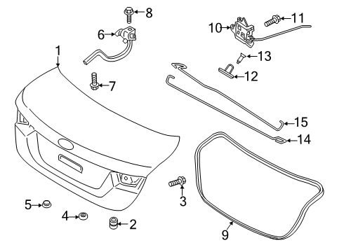 2019 Kia Forte Trunk Lid W/STRIP-Trunk Lid Op Diagram for 81061M7000