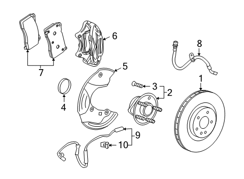 2014 Chevrolet Camaro Anti-Lock Brakes Front Wheel Bearing (W/ Bearing) Diagram for 23103115
