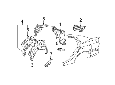 Diagram for 2011 Toyota Avalon Inner Structure - Quarter Panel 