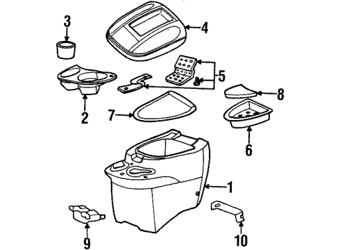 1998 Lincoln Navigator Rear Console Console Mat Diagram for F85Z-7813586-AA