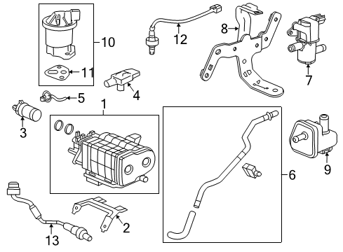 2014 Acura ILX Emission Components Stay, Purge Control Solenoid Diagram for 36163-RW0-A00