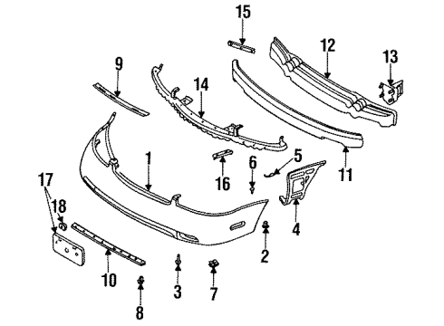 1996 Infiniti J30 Front Bumper GROMMET - Screw Diagram for 62698-V7000