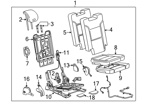 2020 Cadillac Escalade Third Row Seats Seat Back Frame Diagram for 22943240