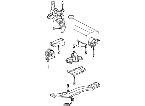 1994 Toyota Celica Engine & Trans Mounting Bracket, Engine Mounting, Rear Diagram for 12321-16320