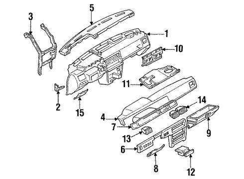 1986 Nissan Maxima Instrument Panel Switch Glove Box Diagram for 25721-R3000