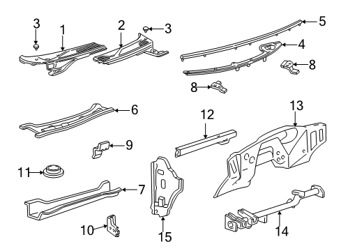 2003 Ford F-150 Cab Cowl Front Extension Diagram for 2L1Z-78021A36-AA