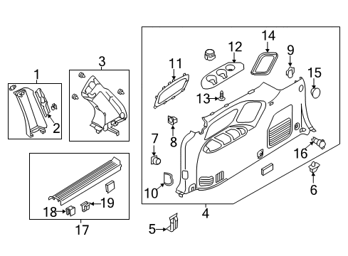 2014 Kia Sedona Interior Trim - Side Panel Screw-Tapping Diagram for 12493-04121