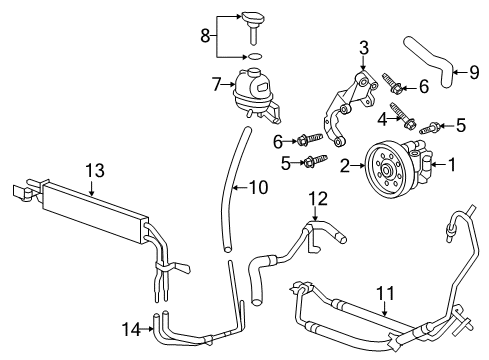 2009 Cadillac CTS P/S Pump & Hoses, Steering Gear & Linkage Lower Return Hose Diagram for 25821306